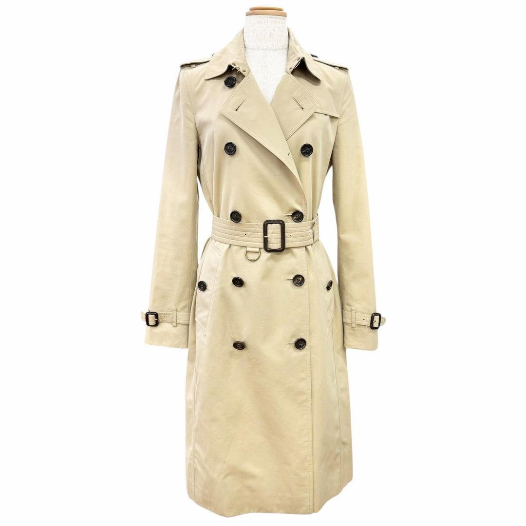 美品△BURBERRY バーバリー 4006905 コットン100% KENSINGTON 裏地ノバチェック柄 トレンチコート ベージュ IT 36 イングランド製 正規品