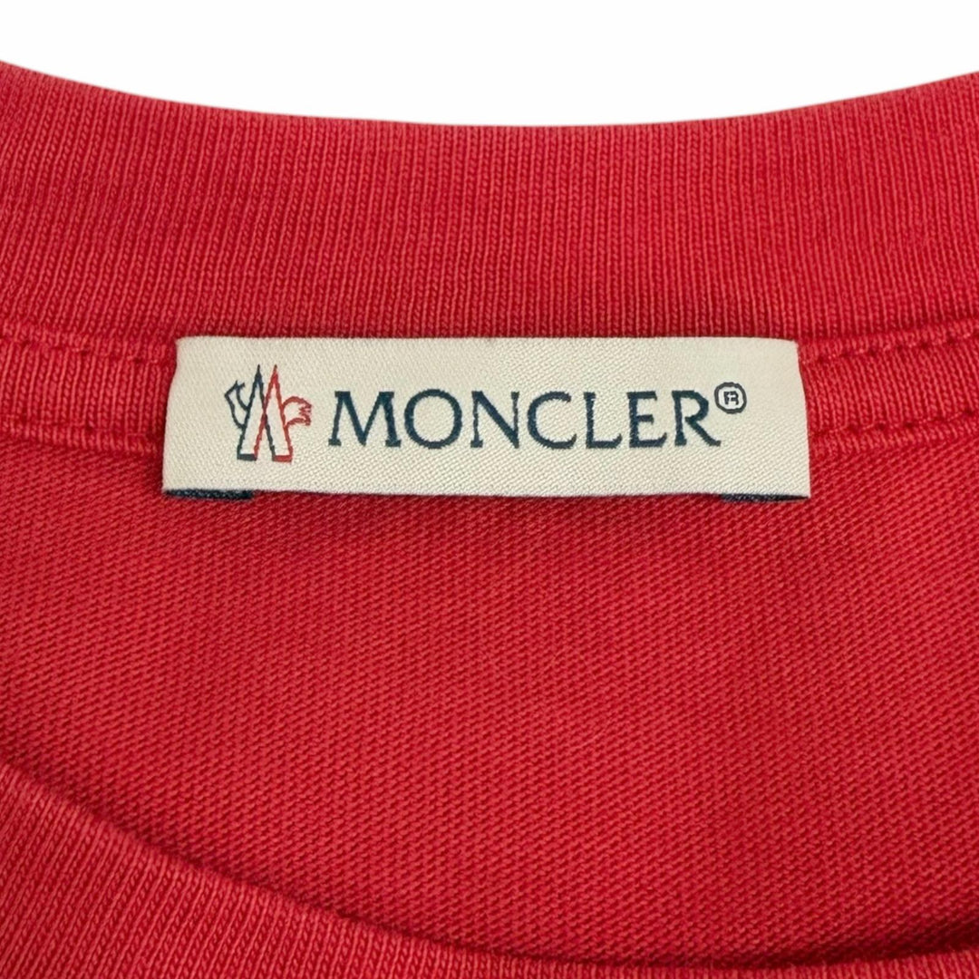 美品□MONCLER モンクレール 2023年製 J10918C00057 SS T-SHIRT コットン100％ 半袖Ｔシャツ カットソー レッド S トルコ製 正規品