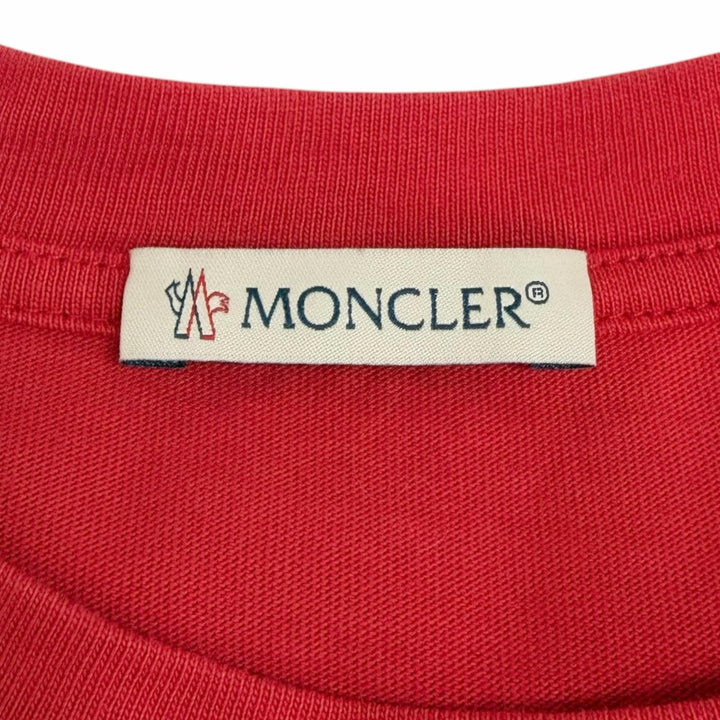 美品□MONCLER モンクレール 2023年製 J10918C00057 SS T-SHIRT コットン100％ 半袖Ｔシャツ カットソー レッド S トルコ製 正規品