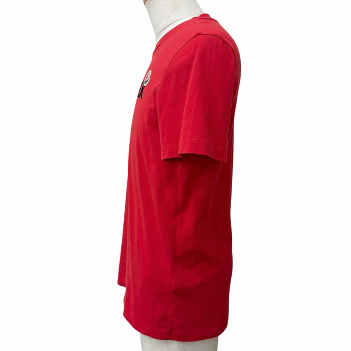 美品□MONCLER モンクレール 2023年製 J10918C00057 SS T-SHIRT コットン100％ 半袖Ｔシャツ カットソー レッド S トルコ製 正規品