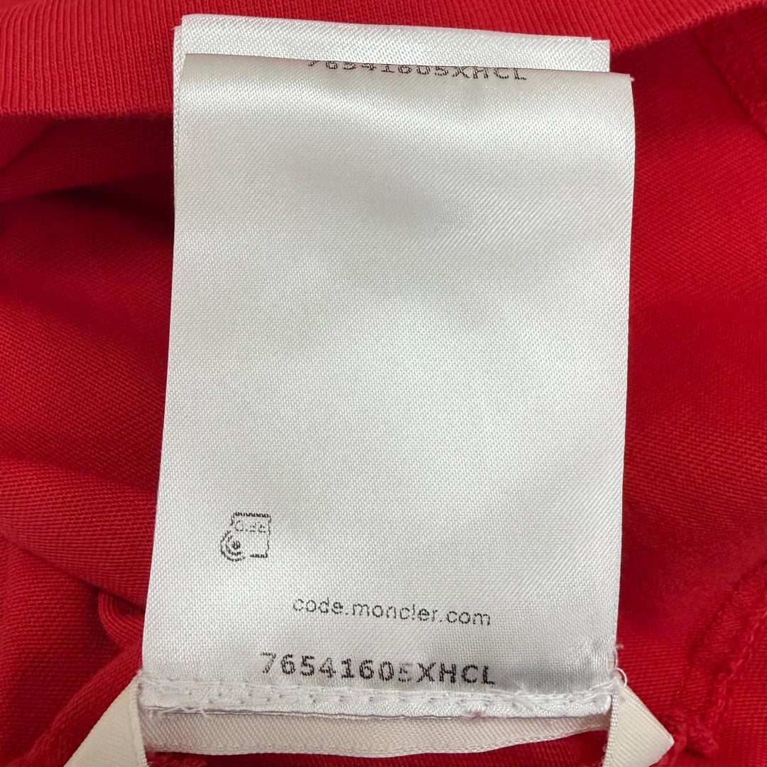 美品□MONCLER モンクレール 2023年製 J10918C00057 SS T-SHIRT コットン100％ 半袖Ｔシャツ カットソー レッド S トルコ製 正規品