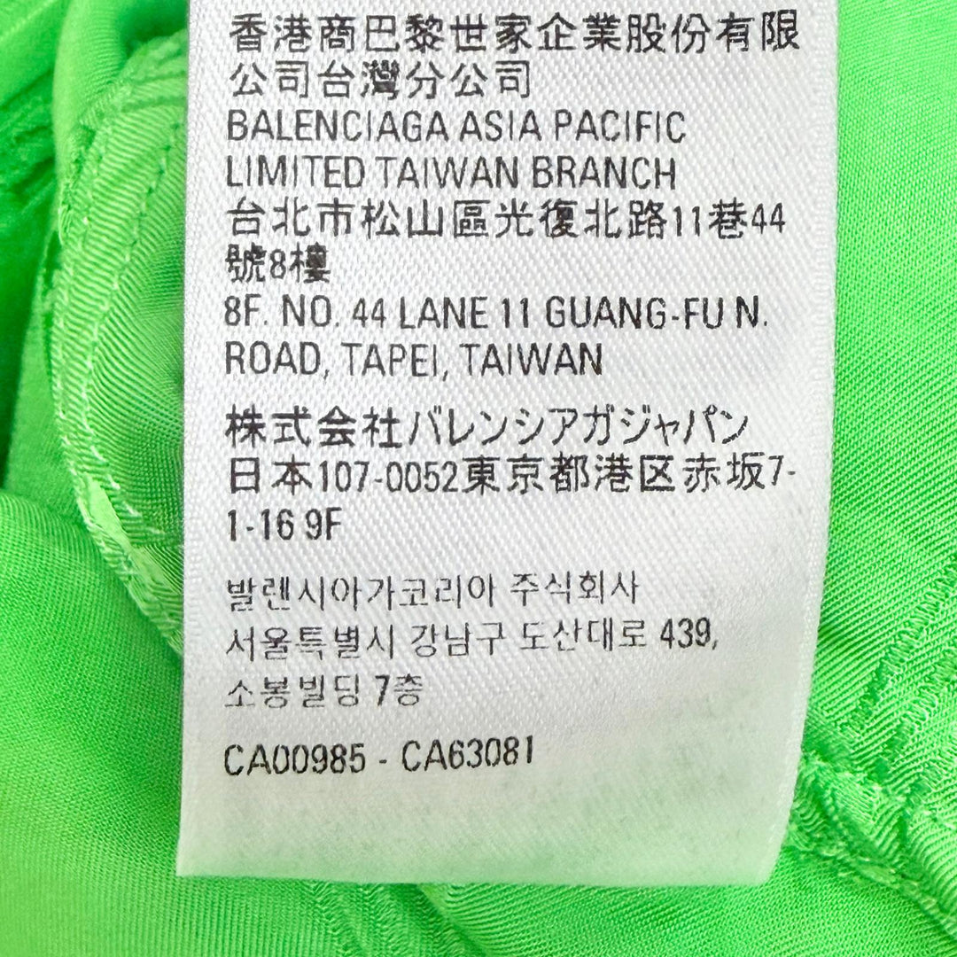 未使用品△BALENCIAGA バレンシアガ 2022年 704446 BBモノグラム カシュクール風 長袖 シャツ ワンピース グリーン 34 イタリア製 正規品