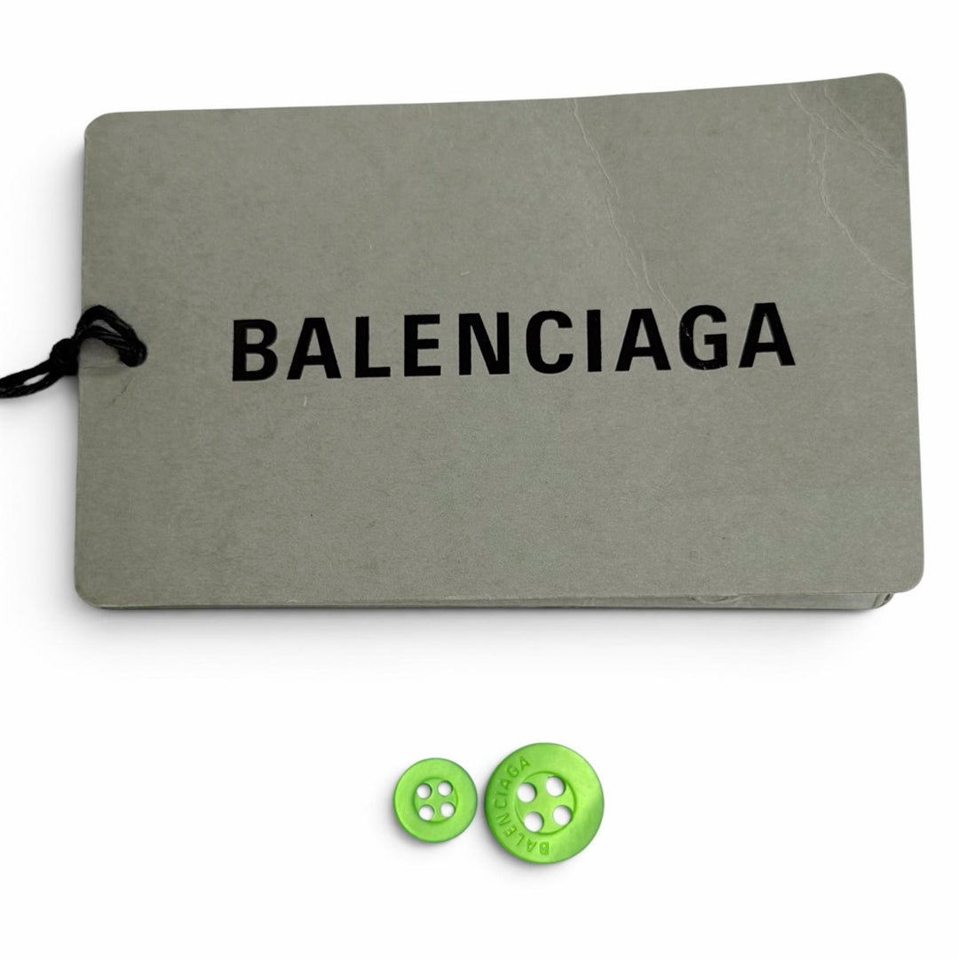 未使用品△BALENCIAGA バレンシアガ 2022年 704446 BBモノグラム カシュクール風 長袖 シャツ ワンピース グリーン 34 イタリア製 正規品