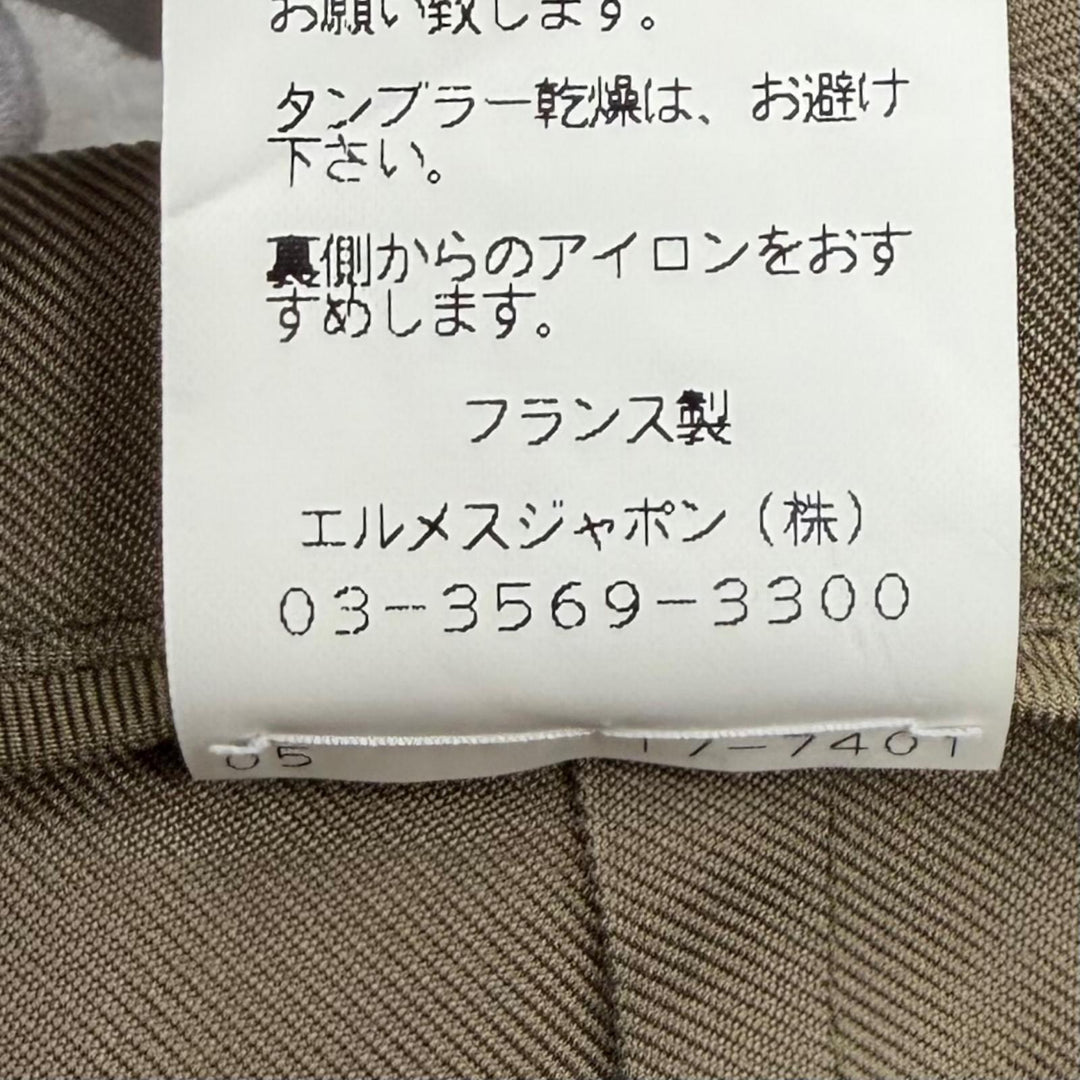 極美品★HERMES エルメス シルク100％ ジョッキーパンツ スラックス ボトムス カーキ FR 40 フランス製 正規品 レディース