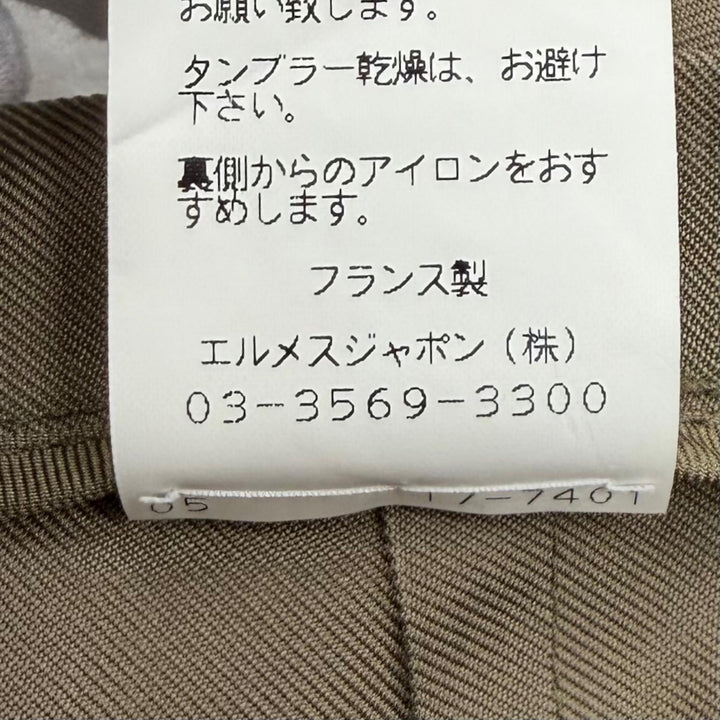 極美品★HERMES エルメス シルク100％ ジョッキーパンツ スラックス ボトムス カーキ FR 40 フランス製 正規品 レディース