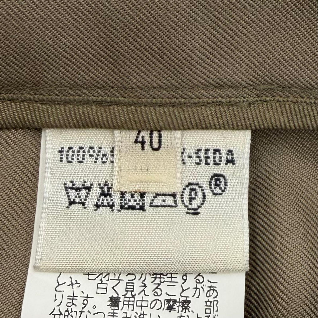 極美品★HERMES エルメス シルク100％ ジョッキーパンツ スラックス ボトムス カーキ FR 40 フランス製 正規品 レディース