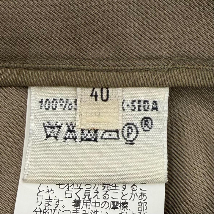 極美品★HERMES エルメス シルク100％ ジョッキーパンツ スラックス ボトムス カーキ FR 40 フランス製 正規品 レディース