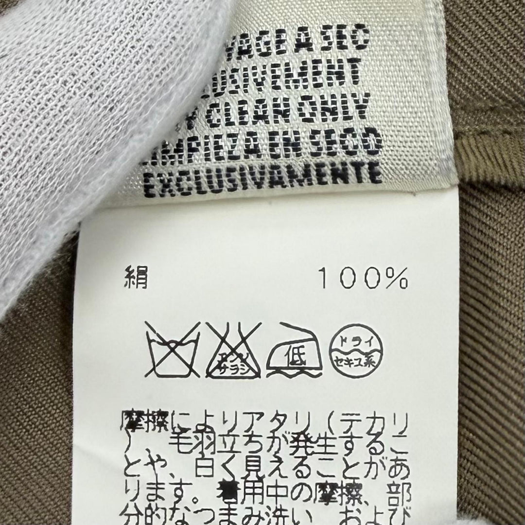 極美品★HERMES エルメス シルク100％ ジョッキーパンツ スラックス ボトムス カーキ FR 40 フランス製 正規品 レディース