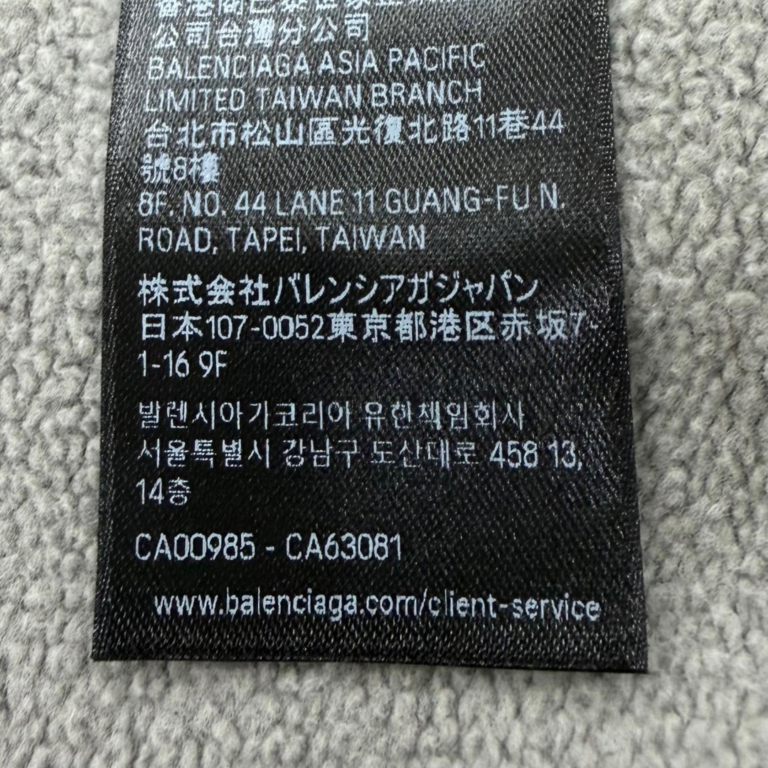 極美品▼BALENCIAGA バレンシアガ 26SS 803264 ペイント加工 ロゴ刺繍 フーディ レギュラーフィット ZIPUP パーカー グレー XS 正規品