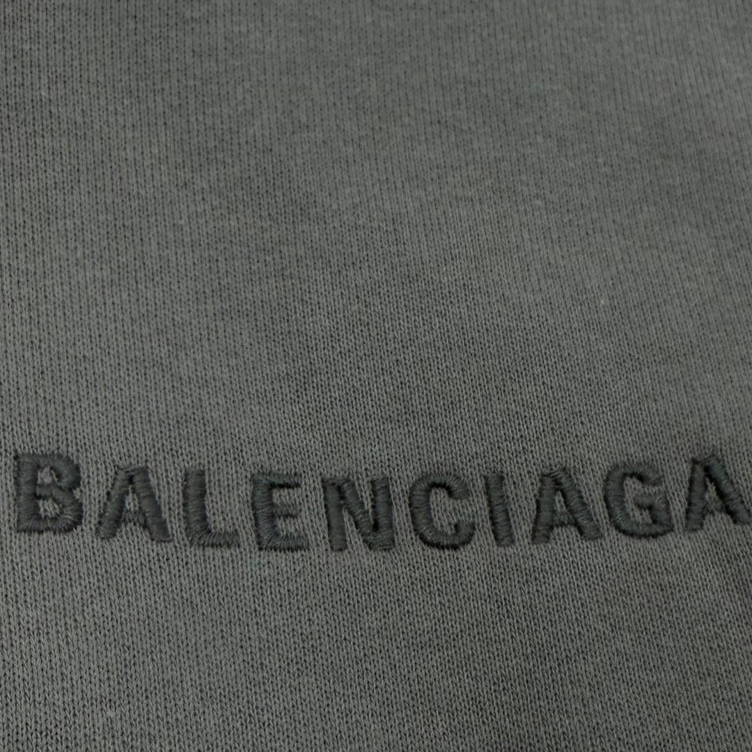 極美品▼BALENCIAGA バレンシアガ 26SS 803264 ペイント加工 ロゴ刺繍 フーディ レギュラーフィット ZIPUP パーカー グレー XS 正規品