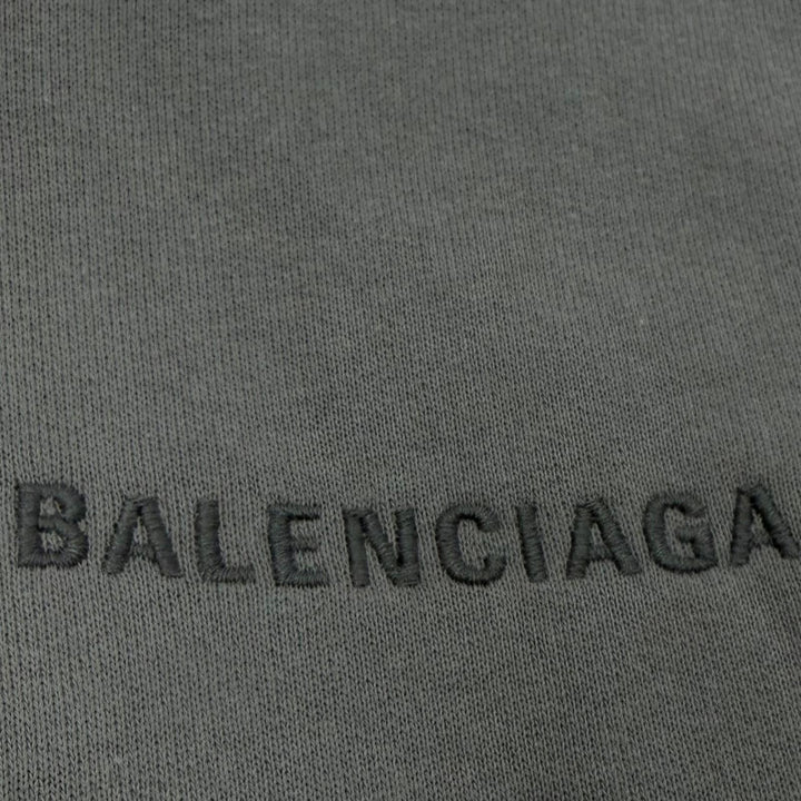 極美品▼BALENCIAGA バレンシアガ 26SS 803264 ペイント加工 ロゴ刺繍 フーディ レギュラーフィット ZIPUP パーカー グレー XS 正規品