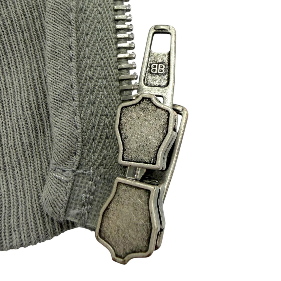 極美品▼BALENCIAGA バレンシアガ 26SS 803264 ペイント加工 ロゴ刺繍 フーディ レギュラーフィット ZIPUP パーカー グレー XS 正規品