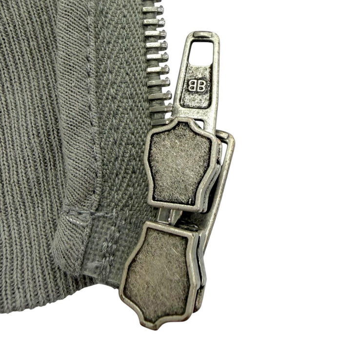 極美品▼BALENCIAGA バレンシアガ 26SS 803264 ペイント加工 ロゴ刺繍 フーディ レギュラーフィット ZIPUP パーカー グレー XS 正規品