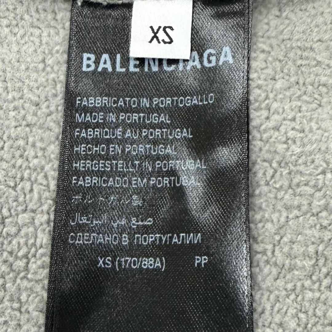 極美品▼BALENCIAGA バレンシアガ 26SS 803264 ペイント加工 ロゴ刺繍 フーディ レギュラーフィット ZIPUP パーカー グレー XS 正規品