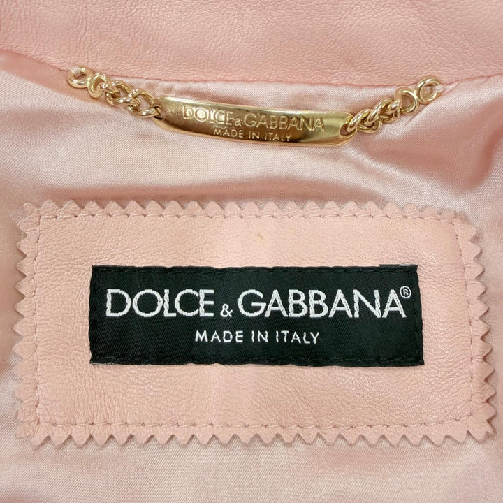 極美品☆DOLCE&amp;GABBANA ドルチェ＆ガッバーナ F9F13L 羊革 ZIP UP レザージャケット ピンク IT 36 イタリア製 正規品 ハンガー付き