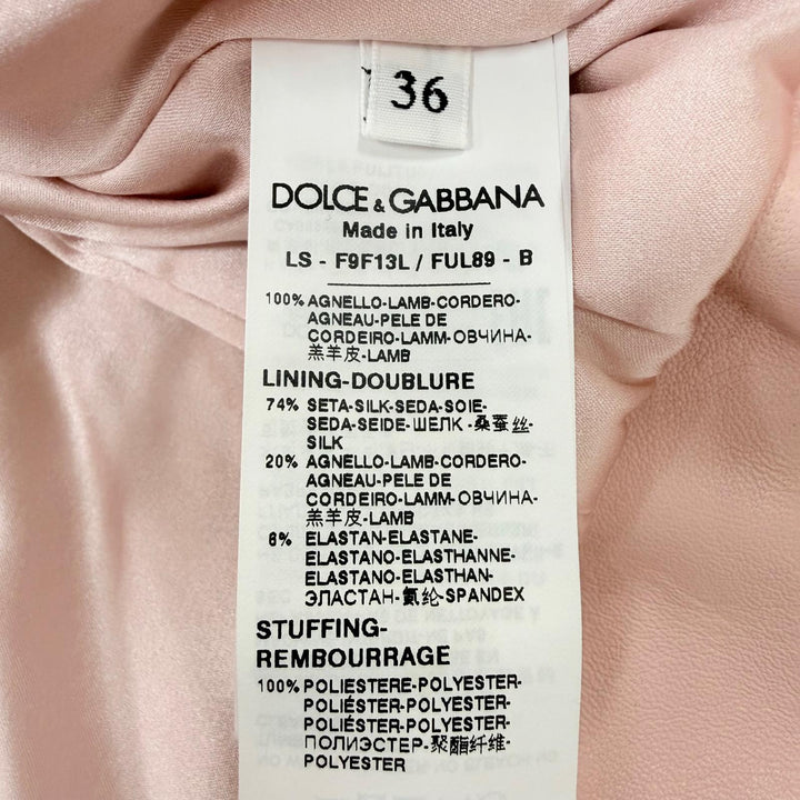 極美品☆DOLCE&amp;GABBANA ドルチェ＆ガッバーナ F9F13L 羊革 ZIP UP レザージャケット ピンク IT 36 イタリア製 正規品 ハンガー付き