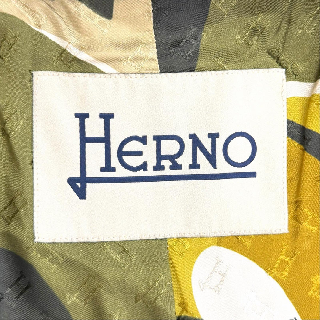 極美△Herno ヘルノ CA000439D カーリーコート 裏地総柄 テーラードカラー セミロング エコファー コート ブラック 42 正規品 レディース
