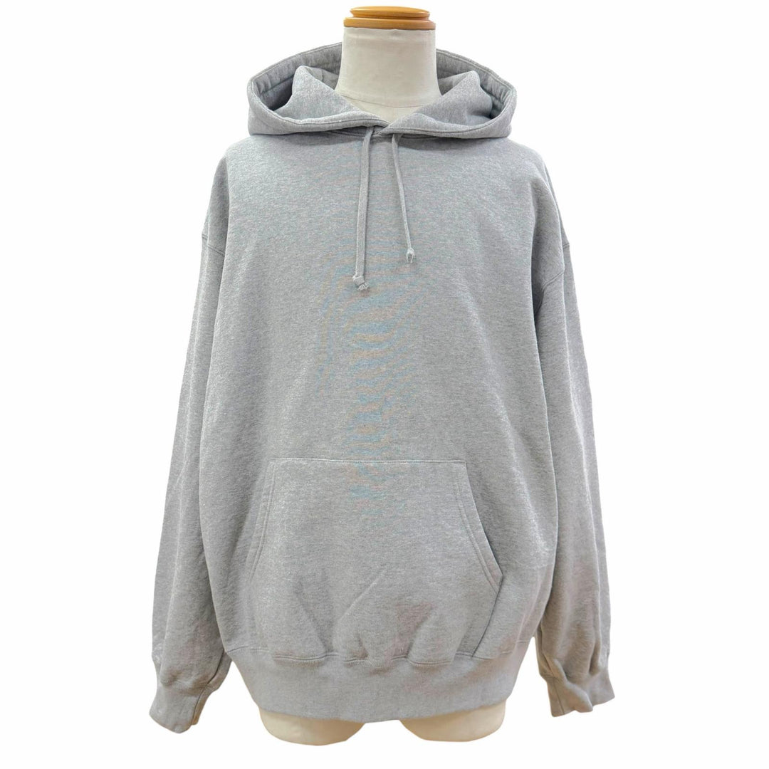 極美品▼Supreme シュプリーム 24AW Satin Applique Hooded Sweatshirt バックロゴ プルオーバー パーカー グレー L 正規品 メンズ