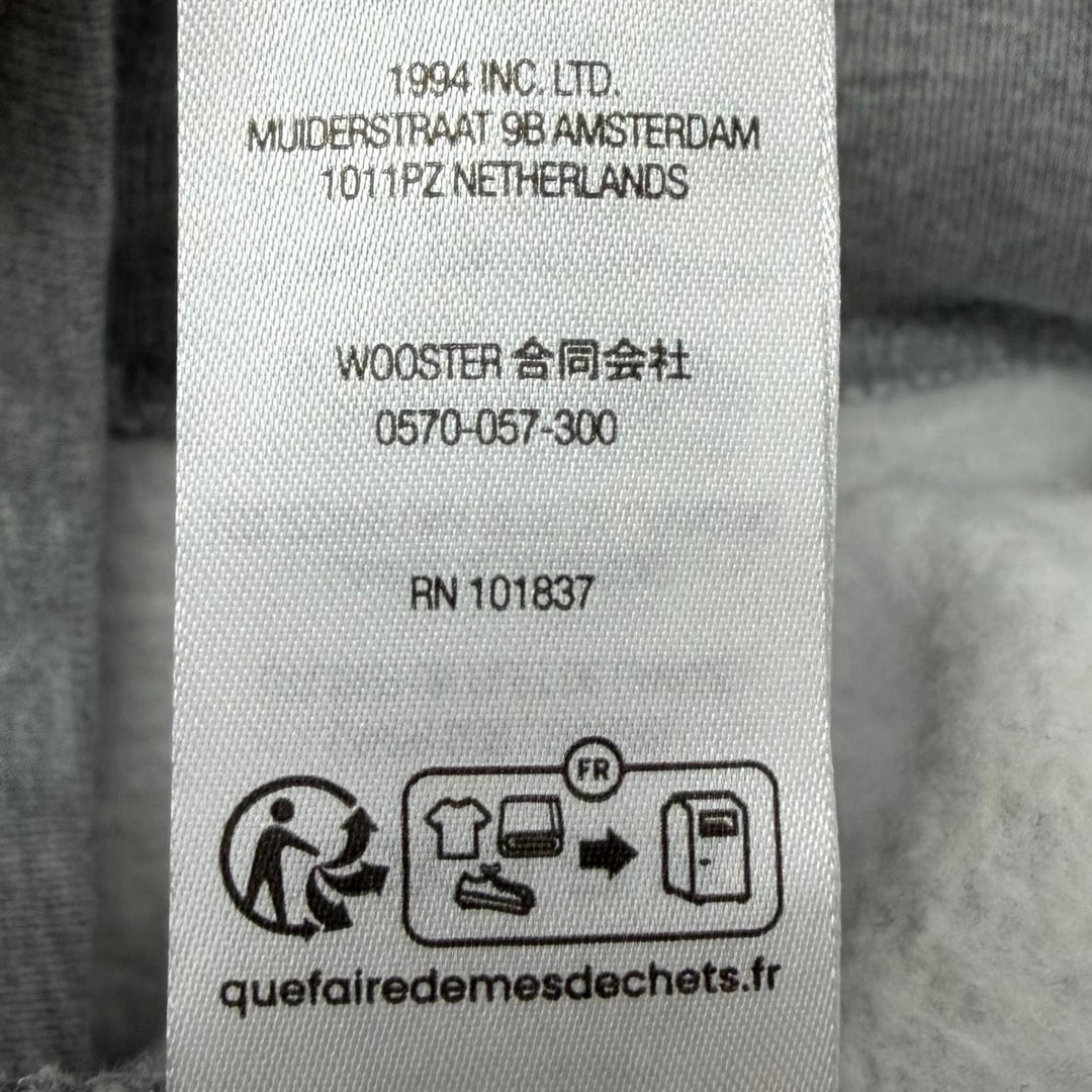 極美品▼Supreme シュプリーム 24AW Satin Applique Hooded Sweatshirt バックロゴ プルオーバー パーカー グレー L 正規品 メンズ