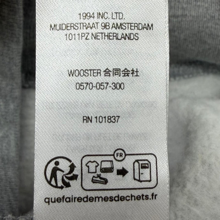 極美品▼Supreme シュプリーム 24AW Satin Applique Hooded Sweatshirt バックロゴ プルオーバー パーカー グレー L 正規品 メンズ
