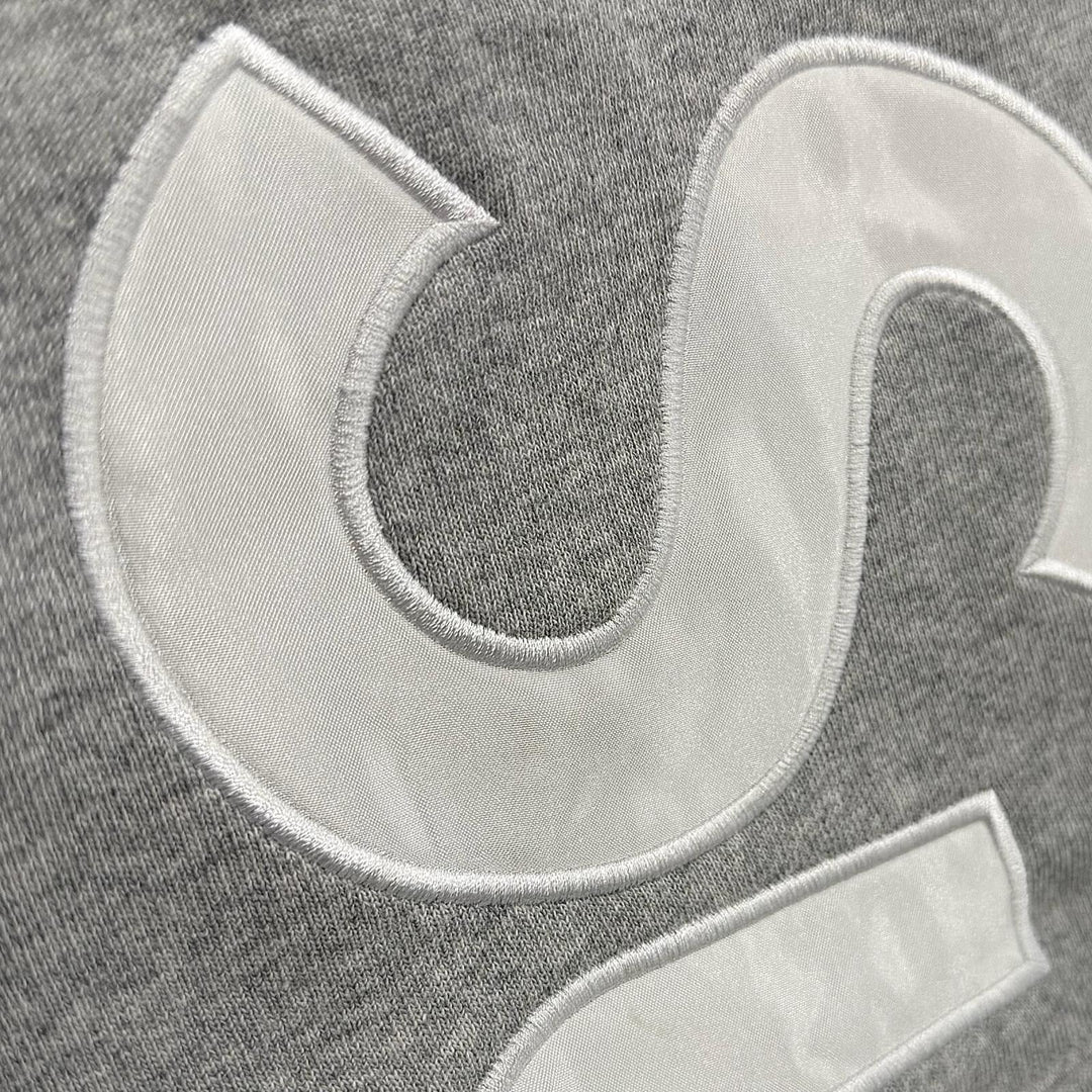 極美品▼Supreme シュプリーム 24AW Satin Applique Hooded Sweatshirt バックロゴ プルオーバー パーカー グレー L 正規品 メンズ