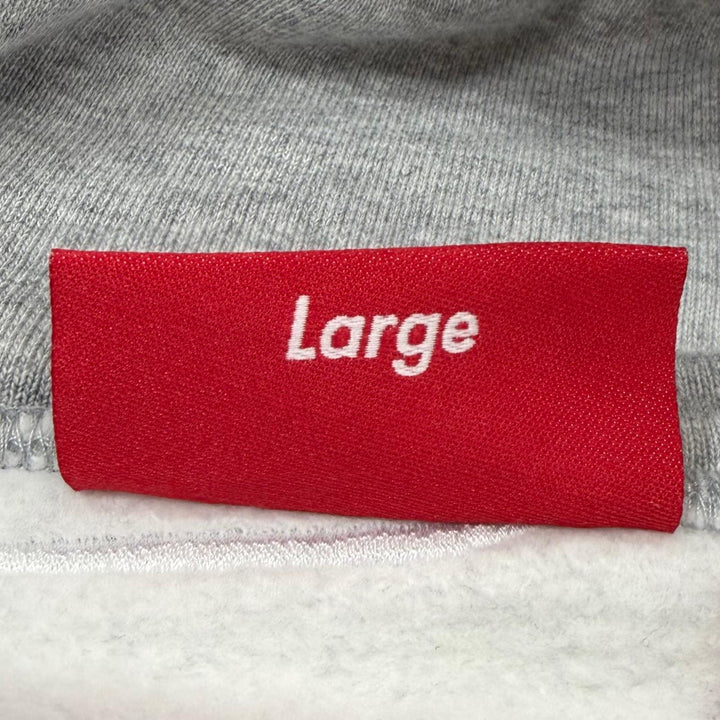 極美品▼Supreme シュプリーム 24AW Satin Applique Hooded Sweatshirt バックロゴ プルオーバー パーカー グレー L 正規品 メンズ