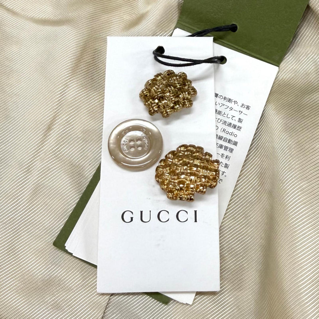 未使用品★GUCCI グッチ 652261 ブロックチェック リボンツイード ショートスリーブ ジャケット ブラック アイボリー IT 40 正規品