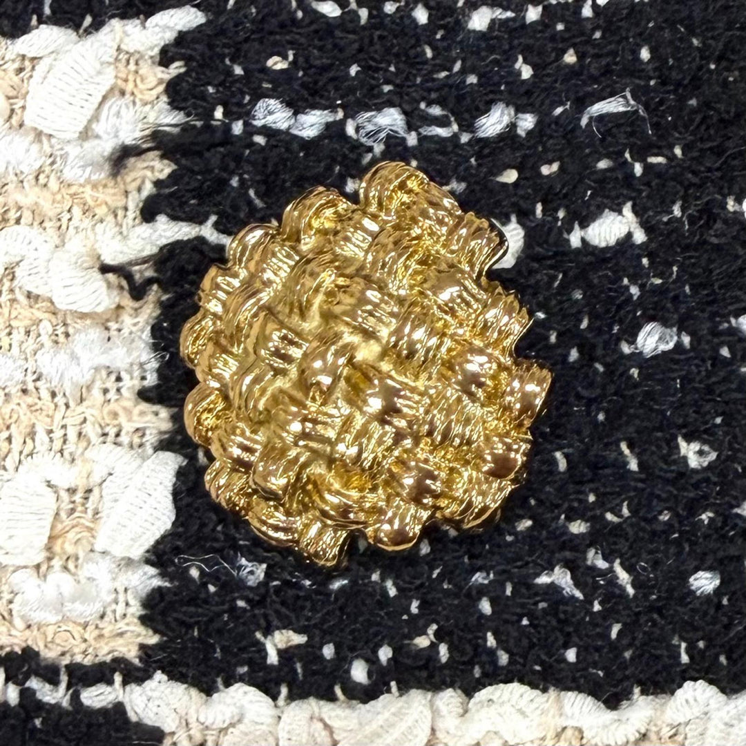 未使用品★GUCCI グッチ 652261 ブロックチェック リボンツイード ショートスリーブ ジャケット ブラック アイボリー IT 40 正規品
