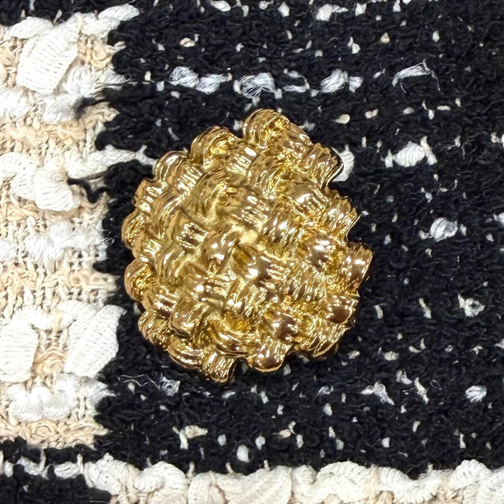 未使用品★GUCCI グッチ 652261 ブロックチェック リボンツイード ショートスリーブ ジャケット ブラック アイボリー IT 40 正規品