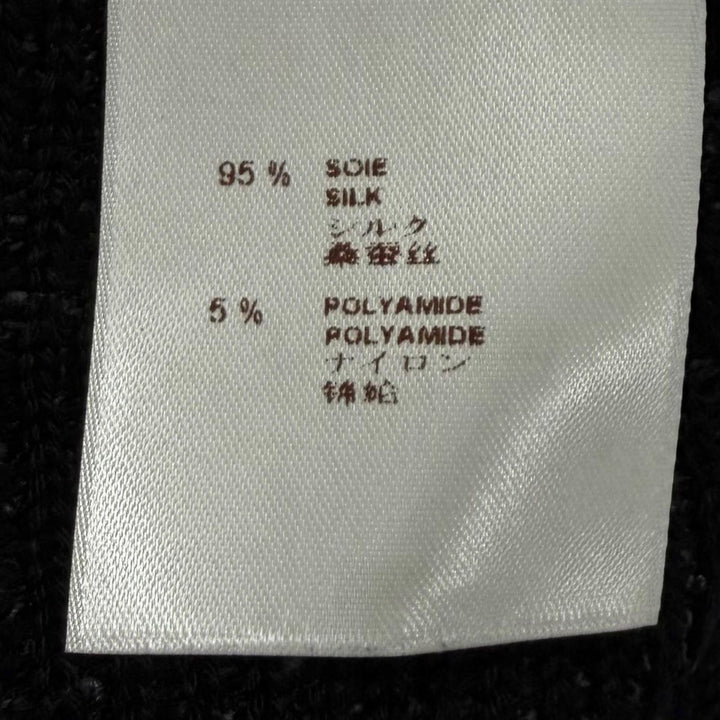 極美品★LOUIS VUITTON ルイヴィトン シルク混 ロゴリボン金具 ツイード ノースリーブワンピース ダークグレー XS イタリア製 正規品