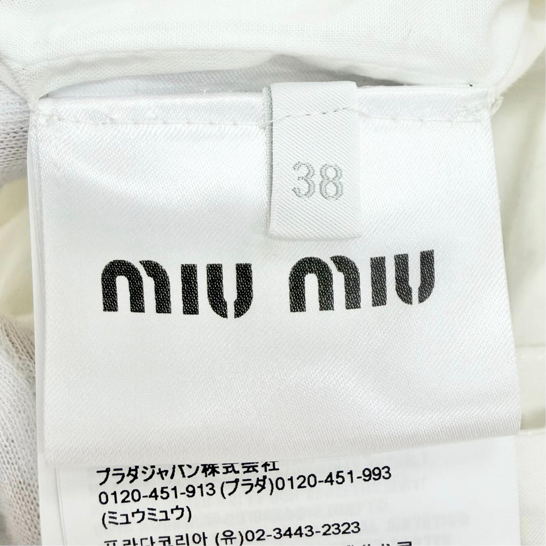 極美品△MIUMIU ミュウミュウ 25SS MF5769 フラワービーズ装飾 エンブロイダリー ノースリーブ ワンピース ランウェイ着用 白 38 正規品
