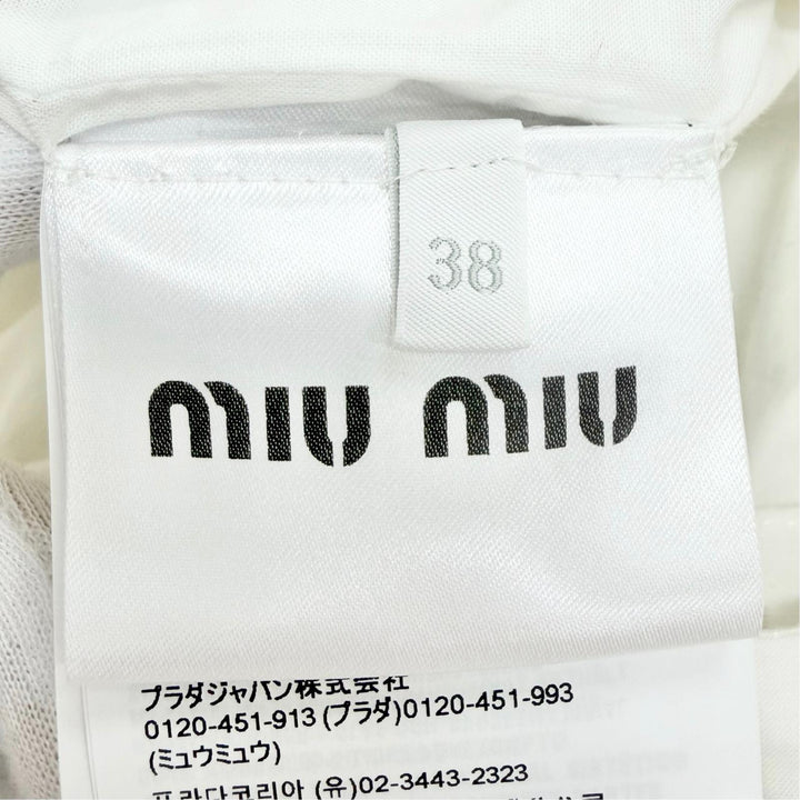 極美品△MIUMIU ミュウミュウ 25SS MF5769 フラワービーズ装飾 エンブロイダリー ノースリーブ ワンピース ランウェイ着用 白 38 正規品