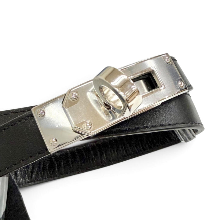 美品△HERMES エルメス マネージュ レザー シルバー金具 ケリーバックル アンクルストラップ オープントゥ サンダル 茶色 白 黒 IT 36