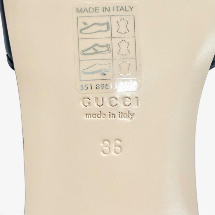 未使用品△GUCCI グッチ 694451 レザー インターロッキングG カットアウト スライドサンダル ブラック IT 36 イタリア製 箱・保存袋付き