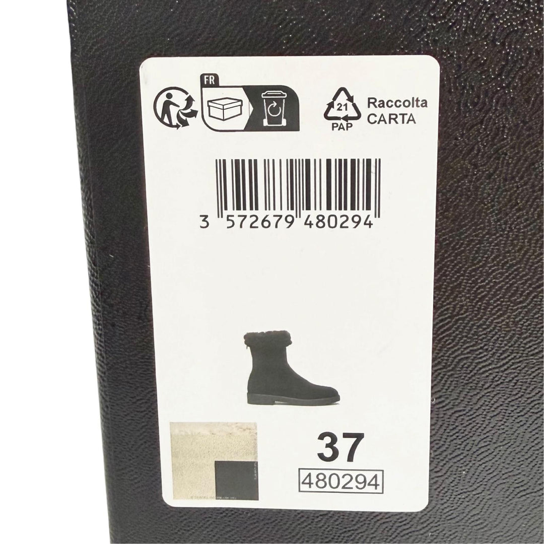 未使用品△CHANEL シャネル 25-26AW G45941 スウェードレザー ココマーク バックジップ ムートン アンクルブーツ ショートブーツ 37 伊製