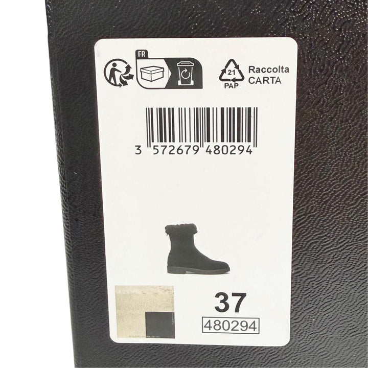 未使用品△CHANEL シャネル 25-26AW G45941 スウェードレザー ココマーク バックジップ ムートン アンクルブーツ ショートブーツ 37 伊製