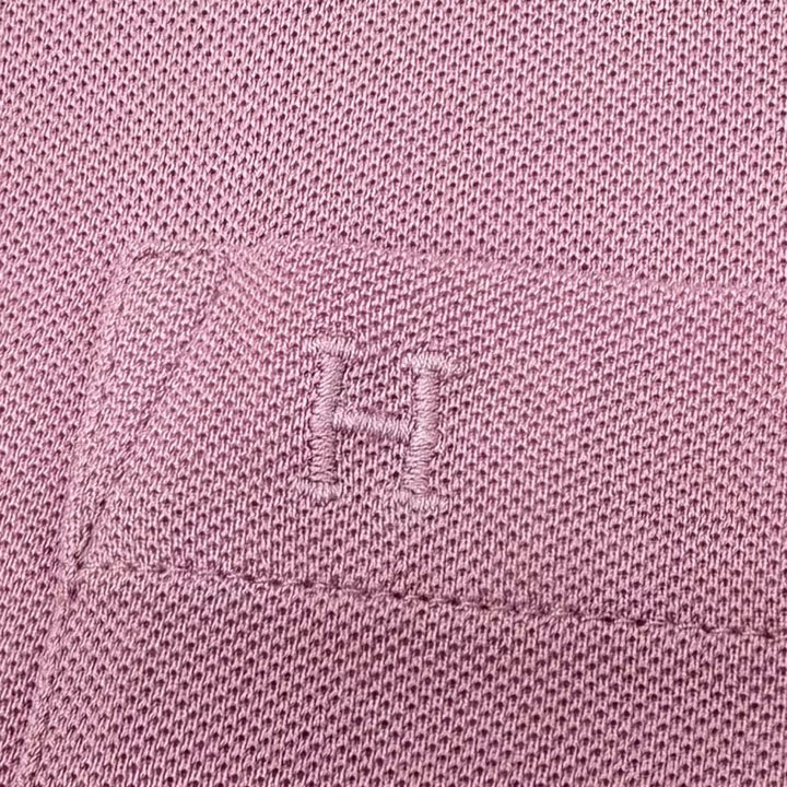 極美品▼HERMES エルメス コットン100% Hロゴ刺繍 胸ポケット ショートスリーブ 半袖ポロシャツ ピンク XL イタリア製 メンズ