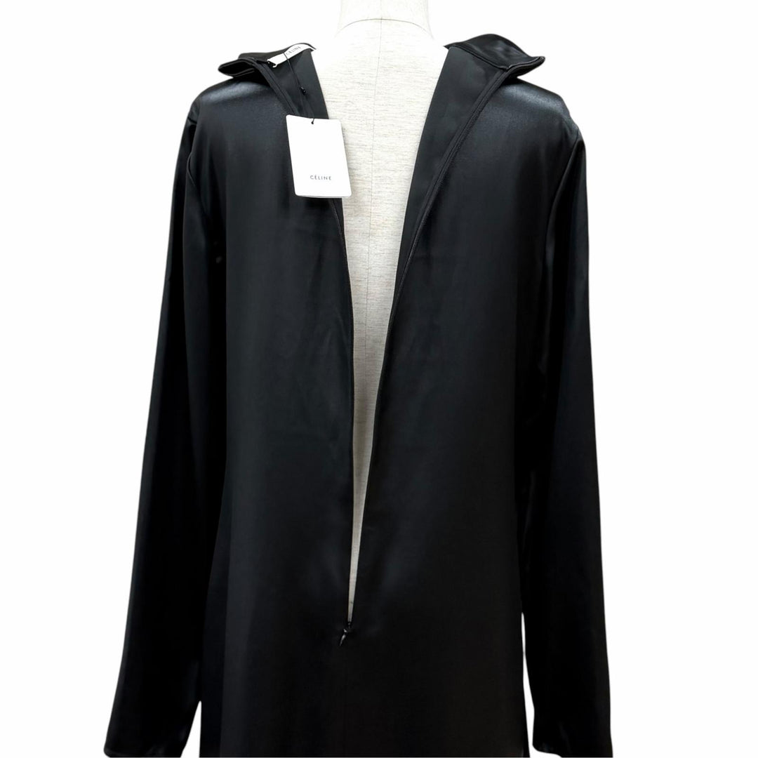 未使用品★CELINE セリーヌ 2 6BU8/217A フィービー期 ハイネック 長袖 ロングワンピース ブラック FR 40 フランス製 正規品 レディース
