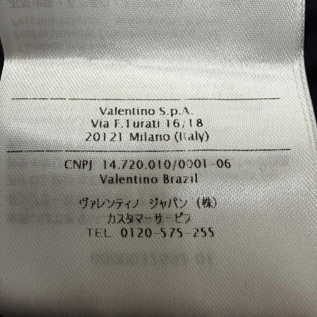 極美品☆VALENTINO ヴァレンティノ コットン レース スタンドカラー Aライン ダウンコート ネイビー IT 38 イタリア製 正規品 レディース