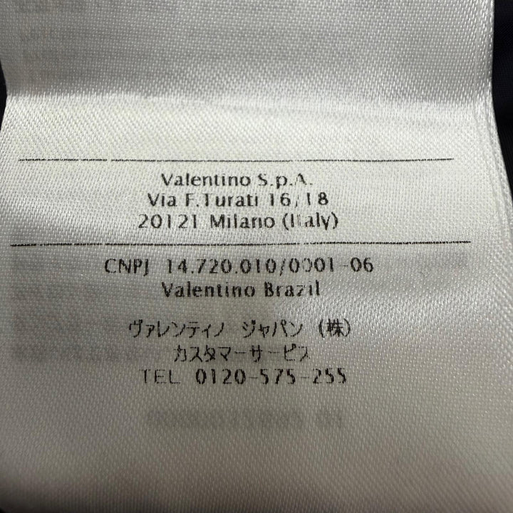 極美品☆VALENTINO ヴァレンティノ コットン レース スタンドカラー Aライン ダウンコート ネイビー IT 38 イタリア製 正規品 レディース