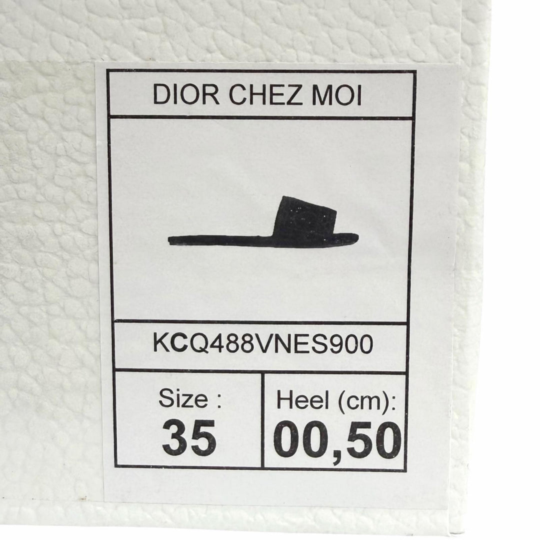 極美品△Christian Dior クリスチャンディオール DIOR CHEZ MOI ベルベット使い カナージュステッチデザイン ルームシューズ ブラック 35