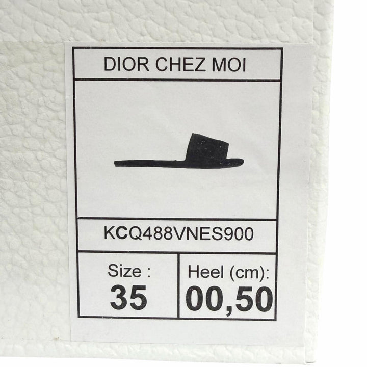 極美品△Christian Dior クリスチャンディオール DIOR CHEZ MOI ベルベット使い カナージュステッチデザイン ルームシューズ ブラック 35