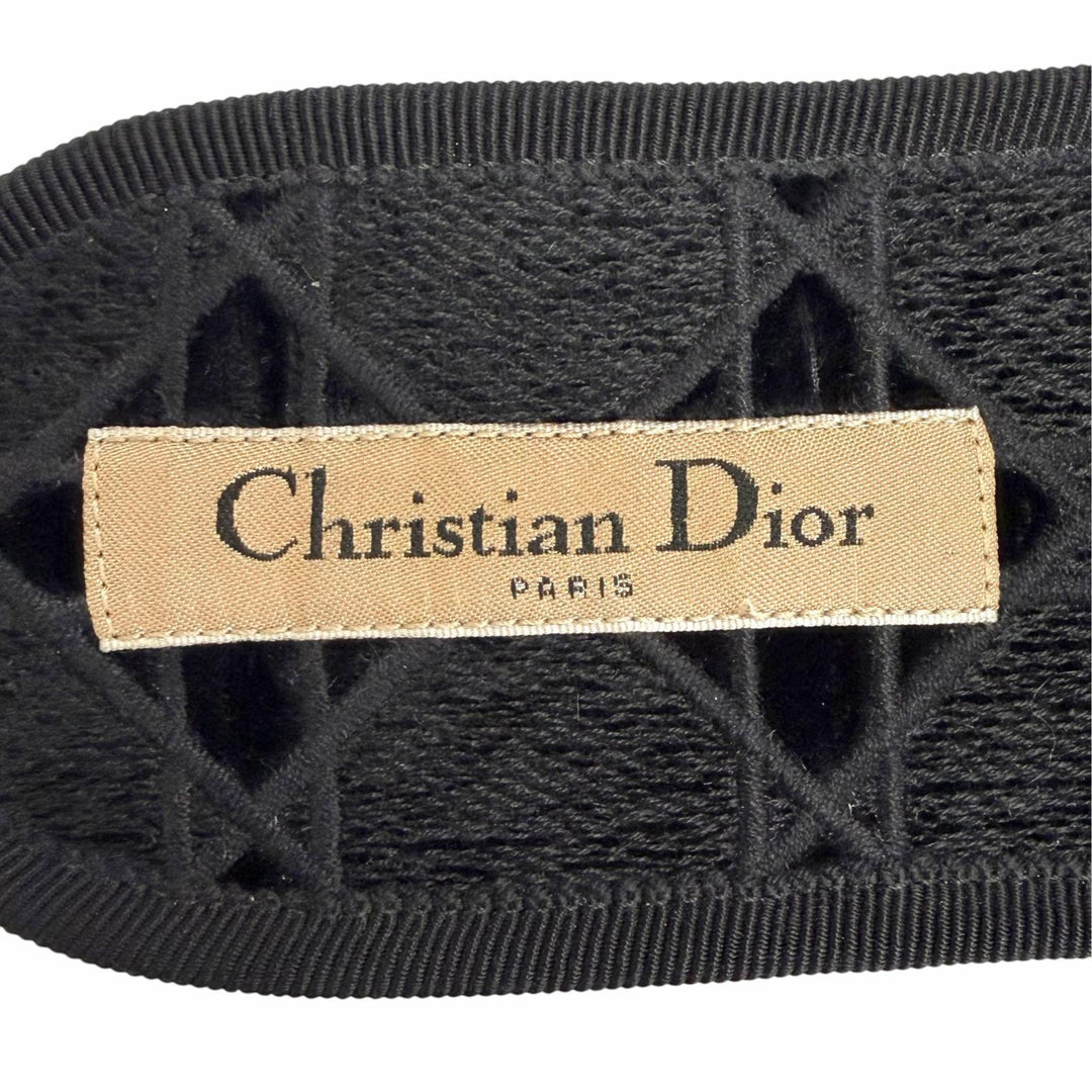 極美品△Christian Dior クリスチャンディオール DIOR CHEZ MOI ベルベット使い カナージュステッチデザイン ルームシューズ ブラック 35