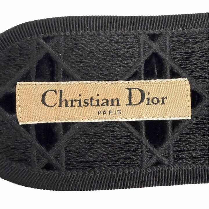 極美品△Christian Dior クリスチャンディオール DIOR CHEZ MOI ベルベット使い カナージュステッチデザイン ルームシューズ ブラック 35