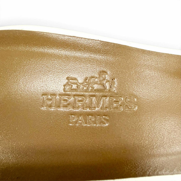 未使用品☆HERMES エルメス H071002Z オアジス レザー ミュール サンダル ホワイト 37 イタリア製 レディース 箱・保存袋付き