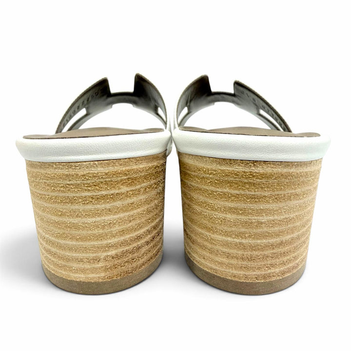 未使用品☆HERMES エルメス H071002Z オアジス レザー ミュール サンダル ホワイト 37 イタリア製 レディース 箱・保存袋付き