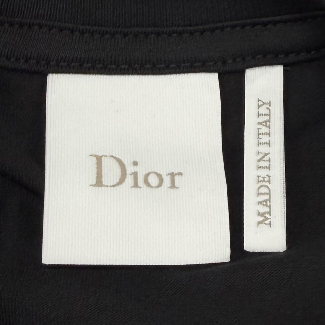 極美品★DIOR ディオール 26SS 653T13A4M21 フィット Tシャツ コットン100% グログランリボン 半袖 ブラック シルバー金具 M 伊製 正規品