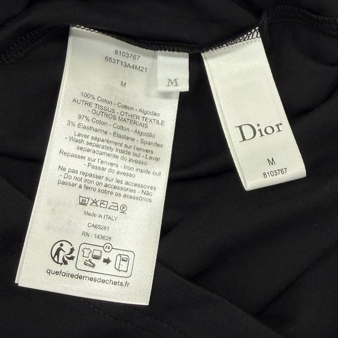 極美品★DIOR ディオール 26SS 653T13A4M21 フィット Tシャツ コットン100% グログランリボン 半袖 ブラック シルバー金具 M 伊製 正規品