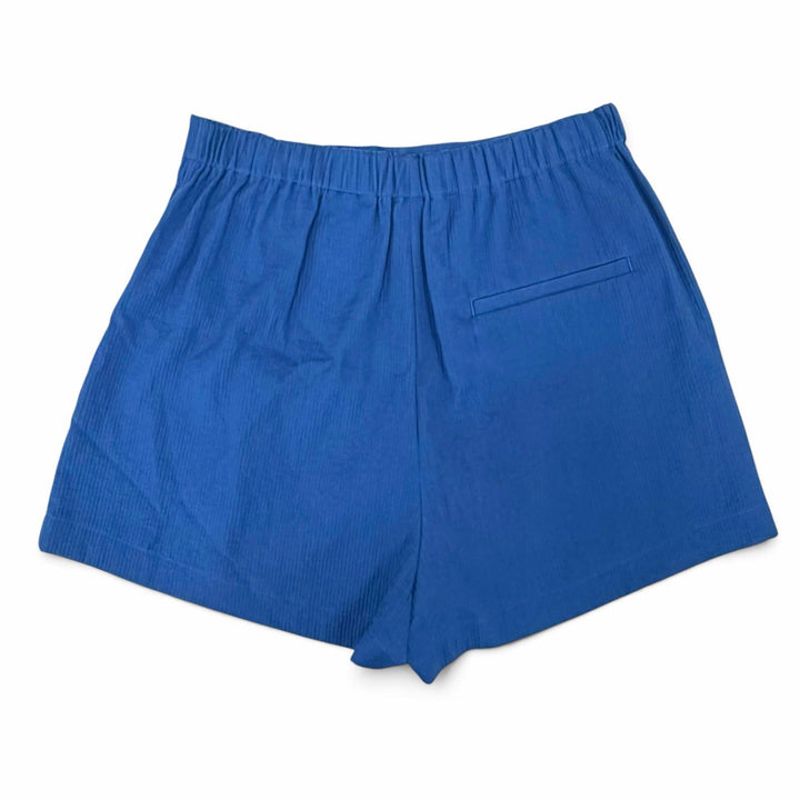 極美品△HERMES エルメス 24SS 4E3425DO コットン シェーヌダンクル 袴タック フレア ショートパンツ ブルー FR 36 フランス製 正規品