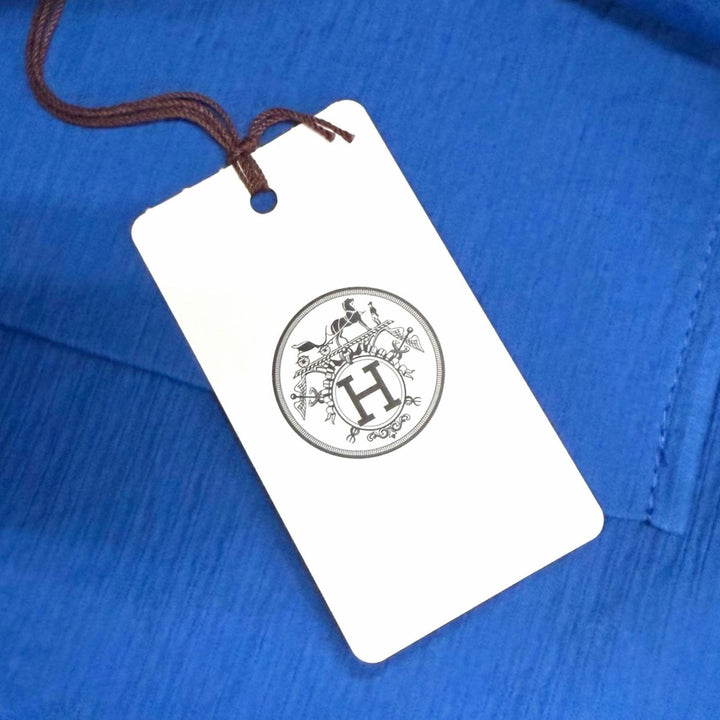 極美品△HERMES エルメス 24SS 4E3425DO コットン シェーヌダンクル 袴タック フレア ショートパンツ ブルー FR 36 フランス製 正規品
